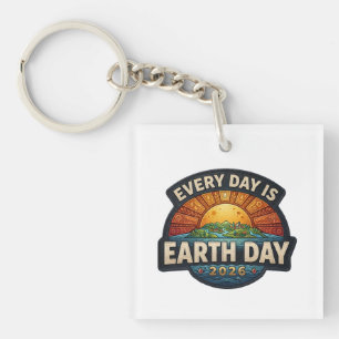 Every Day is Earth Day 2026 Eco Badge Design Keychain
