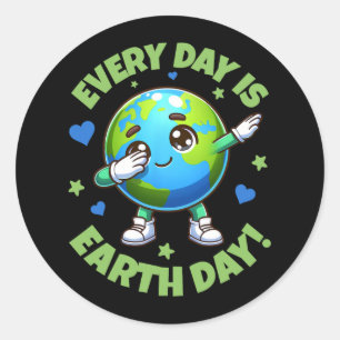Every Day Is Earth Day Dabbing Planet Earth Climat Classic Round Sticker