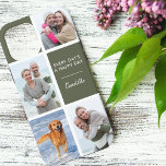 Every Days a Happy Day 4 Photo Initials Green iPhone 12 Pro Max Case<br><div class="desc">Personalized Phone case for iphone 12 pro max and many other models. The design features a custom photo collage with 4 of your favourite photos, your name and the positive wording "Every day's a happy day". The photo template is set up ready for you to add your photos, which are...</div>