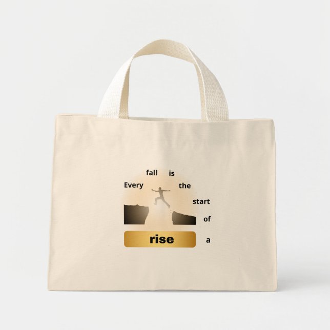 "Every Fall Is the Start of a Rise – Leap of Hope" Mini Tote Bag (Front)