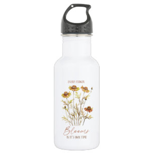 Every Flower Blooms in Its Own Time -Rustic Floral 532 Ml Water Bottle