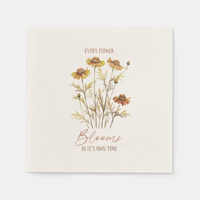 Every Flower Blooms in Its Own Time -Rustic Floral Napkin (Front)