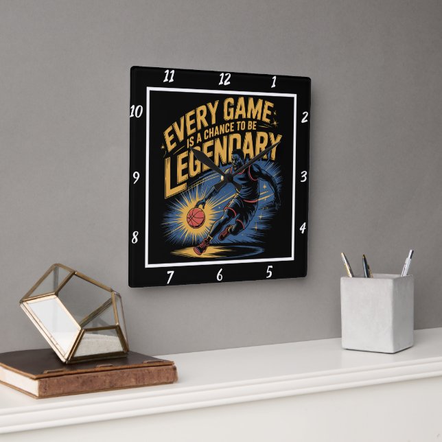 Every Game Chance Legendary Basketball  Square Wall Clock (Office)