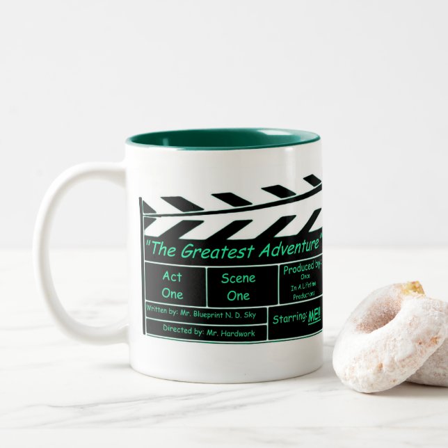 Every Great Adventure Needs A Star! Two-Tone Coffee Mug (With Donut)