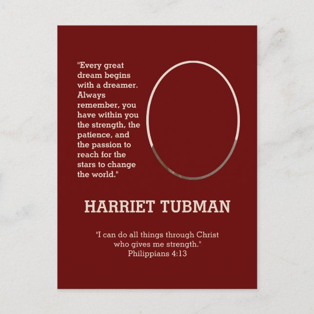 Every Great Dream BHM HARRIET TUBMAN Quote Postcard (Front)