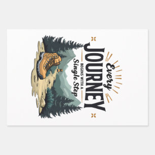 Every Journey Start With a Single Step Hiking Wrapping Paper Sheet