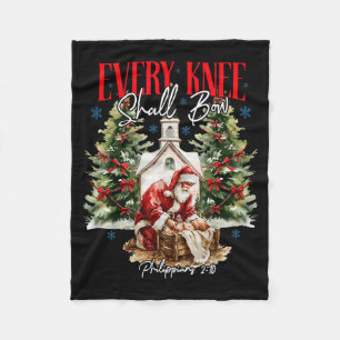 Every Knee Shall Bow Christian Jesus Merry Christm Fleece Blanket