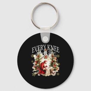 Every Knee Shall Bow Jesus Birth Christian Santa C Keychain