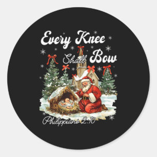 Every Knee Shall Bow Jesus Christian Christmas San Classic Round Sticker