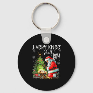 Every Knee Shall Bow, Kneeling Santa Baby Jesus Ch Keychain