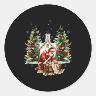 Every Knee Shall Bow Religious Christian Santa Chr Classic Round Sticker