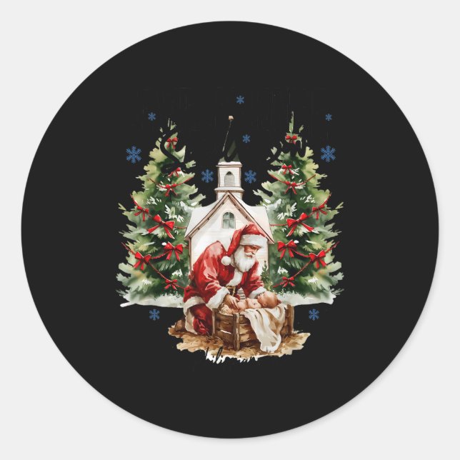 Every Knee Shall Bow Religious Christian Santa Chr Classic Round Sticker (Front)