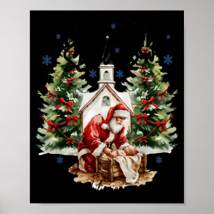 Every Knee Shall Bow Religious Christian Santa Chr Poster