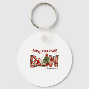 Every Knee Shall Bow Santa And Baby Jesus Keychain