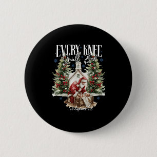 Every Knee Shall Bow Santa Christmas Nativity Scen 2 Inch Round Button
