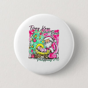 Every Knee Shall Bow Santa Christmas Nativity Scen 2 Inch Round Button