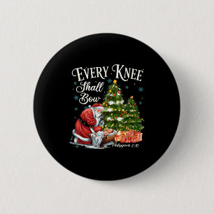 Every Knee Shall Bow Santa Christmas Nativity Scen 2 Inch Round Button