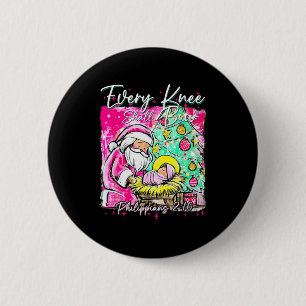 Every Knee Shall Bow Santa Christmas Nativity Scen 2 Inch Round Button