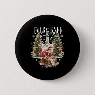 Every Knee Shall Bow Santa Christmas Nativity Scen 2 Inch Round Button