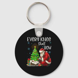 Every Knee Shall Bow Santa Christmas Nativity Scen Keychain