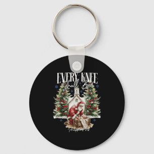 Every Knee Shall Bow Santa Christmas Nativity Scen Keychain