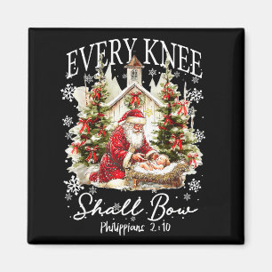 Every Knee Shall Bow Santa Christmas Nativity Scen Magnet