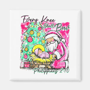 Every Knee Shall Bow Santa Christmas Nativity Scen Magnet