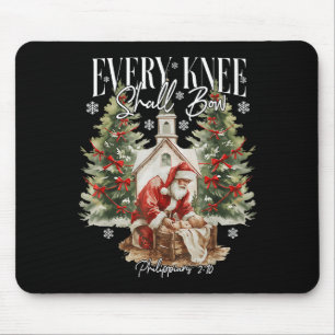 Every Knee Shall Bow Santa Christmas Nativity Scen Mouse Pad