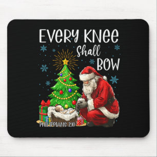 Every Knee Shall Bow Santa Christmas Nativity Scen Mouse Pad