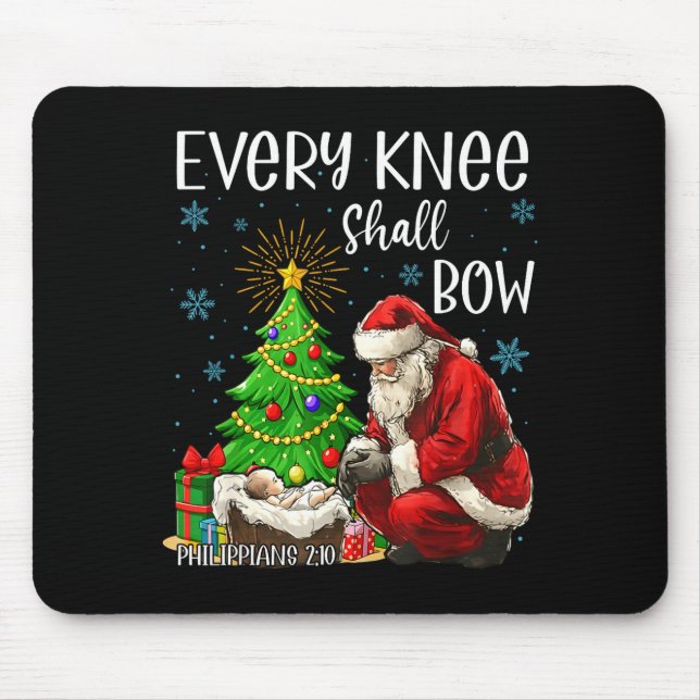 Every Knee Shall Bow Santa Christmas Nativity Scen Mouse Pad (Front)