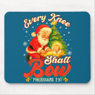 Every Knee Shall Bow Santa Christmas Nativity Scen Mouse Pad