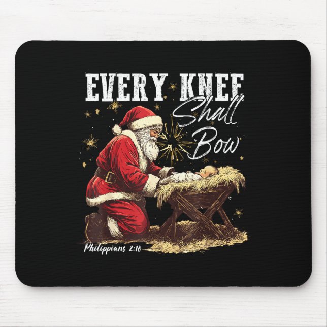 Every Knee Shall Bow Santa Christmas Nativity Scen Mouse Pad (Front)