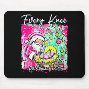 Every Knee Shall Bow Santa Christmas Nativity Scen Mouse Pad