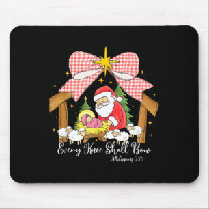 Every Knee Shall Bow Santa Christmas Nativity Scen Mouse Pad