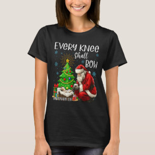 Every Knee Shall Bow Santa Christmas Nativity Scen T-Shirt