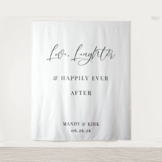 Every Love Story Is Beautiful Wedding Backdrop Tapestry