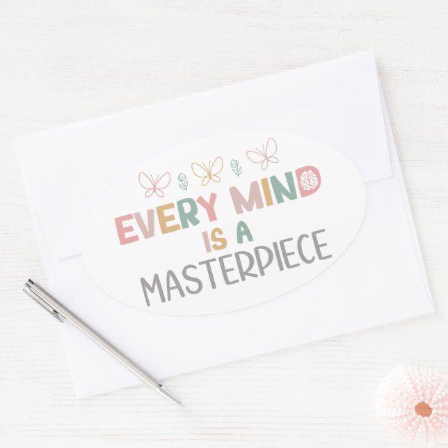   Every Minds Is A Masterpiece Autism Acceptance Oval Sticker (Envelope)