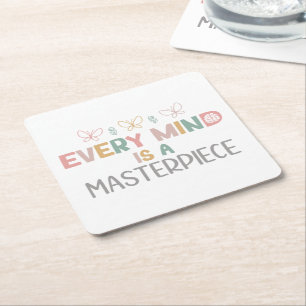 Every Minds Is A Masterpiece Autism Acceptance Square Paper Coaster