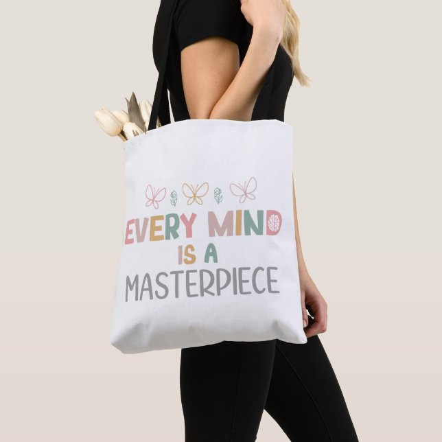   Every Minds Is A Masterpiece Autism Acceptance Tote Bag (Close Up)