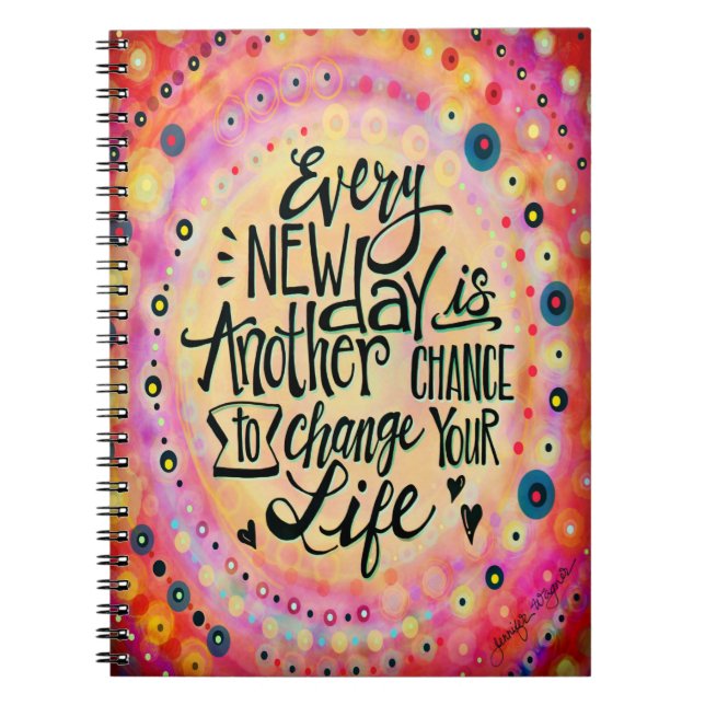 Every New Day Pink Encouragement Trendy Notebook (Front)