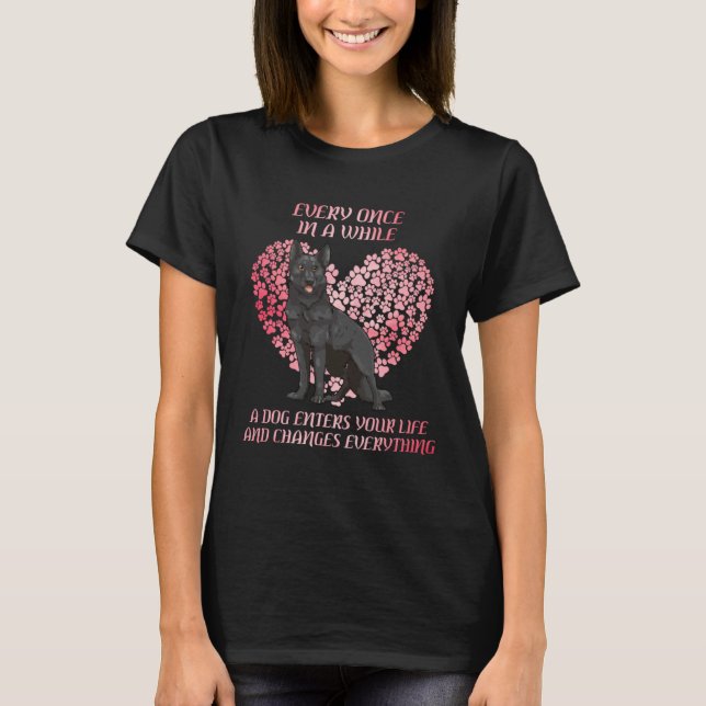 Every Once In While Black German Shepherd Dog T-Shirt (Front)
