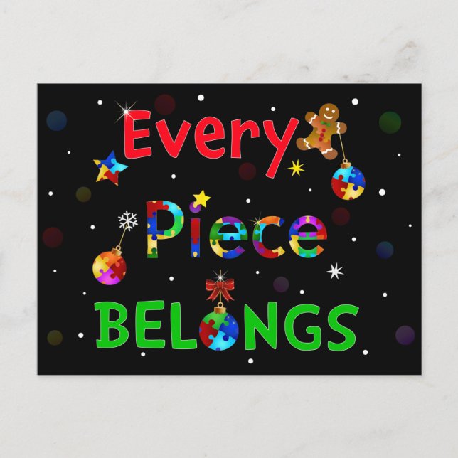Every Piece Belongs at Christmas Postcard (Front)