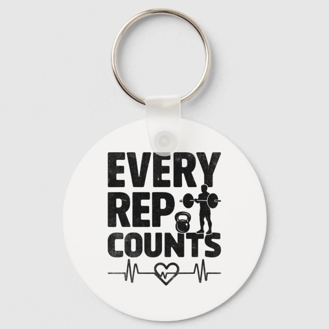 Every Rep Counts Weightlifter Bodybuilding Bodybui Keychain (Front)