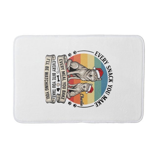 Every Snack You Make Dog Santa Hat Retro Sunset_1 Bath Mat (Front)
