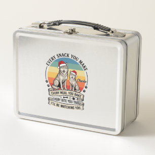 Every Snack You Make Dog Santa Hat Retro Sunset_1 Metal Lunch Box