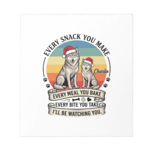 Every Snack You Make Dog Santa Hat Retro Sunset_1 Notepad