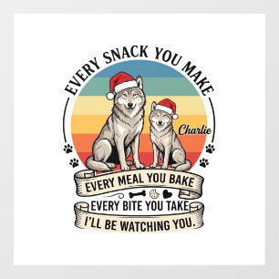 Every Snack You Make Dog Santa Hat Retro Sunset_1 Window Cling