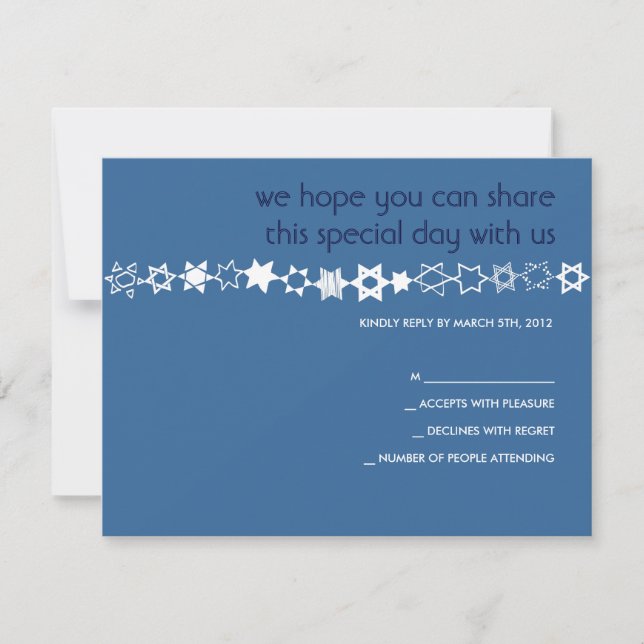 EVERY STAR IS UNIQUE Bar Bat Mitzvah Reply Card (Front)