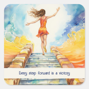 Every step forward is a victory square sticker