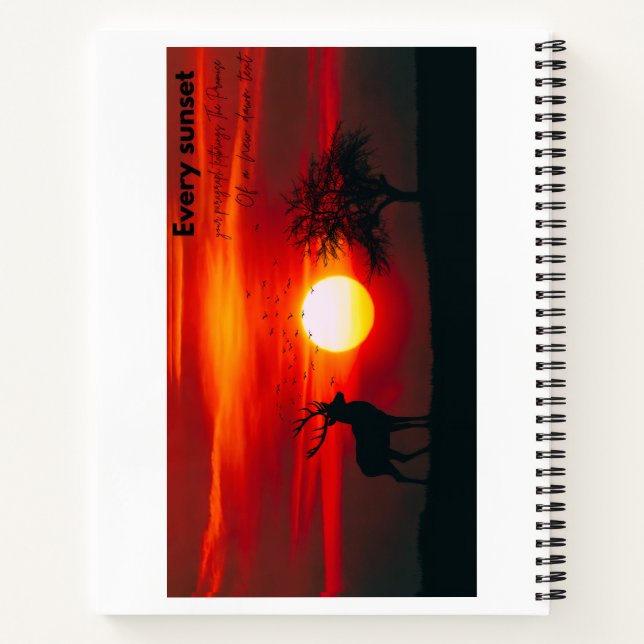 Every Sunset New Dawn Deer Silhouette Spiral 📒 Notebook (Back)
